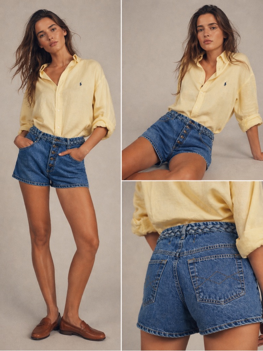 Vintage Union Made Americana Blues Vintage 90s High Waisted Denim Shorts Braided
